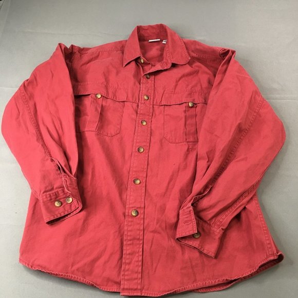 REI Mens Shirt Red Small Collared Long Sleeve Casual Comfort Outdoor Pockets - Picture 1 of 10